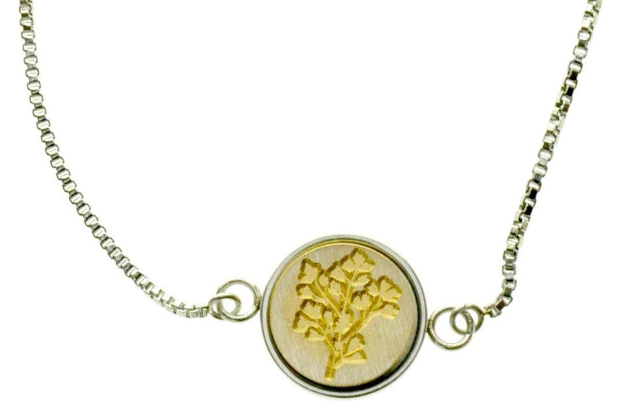 Botanical Signet Bracelet - Backtozero B20 - 10mm, 12mm, adjustable, Botanical, bracelet, brass, Leaf, minimal, signet, signet bracelet, stainless steel