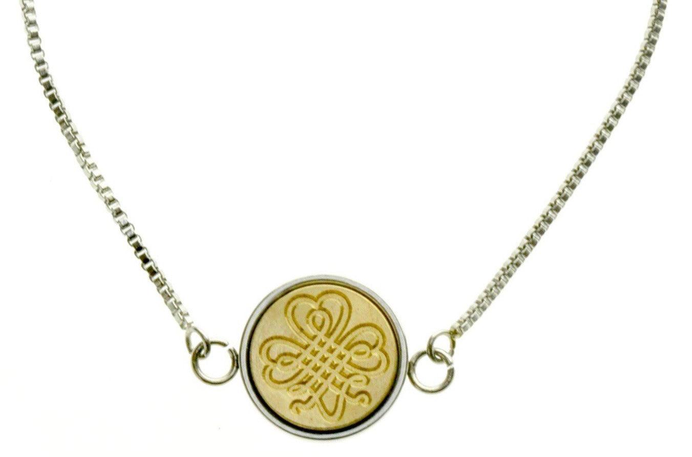 Shamrock Signet Bracelet - Backtozero B20 - 10mm, 12mm, adjustable, Botanical, bracelet, brass, clover, Leaf, luck, lucky, minimal, shamrock, signet, signet bracelet, stainless steel