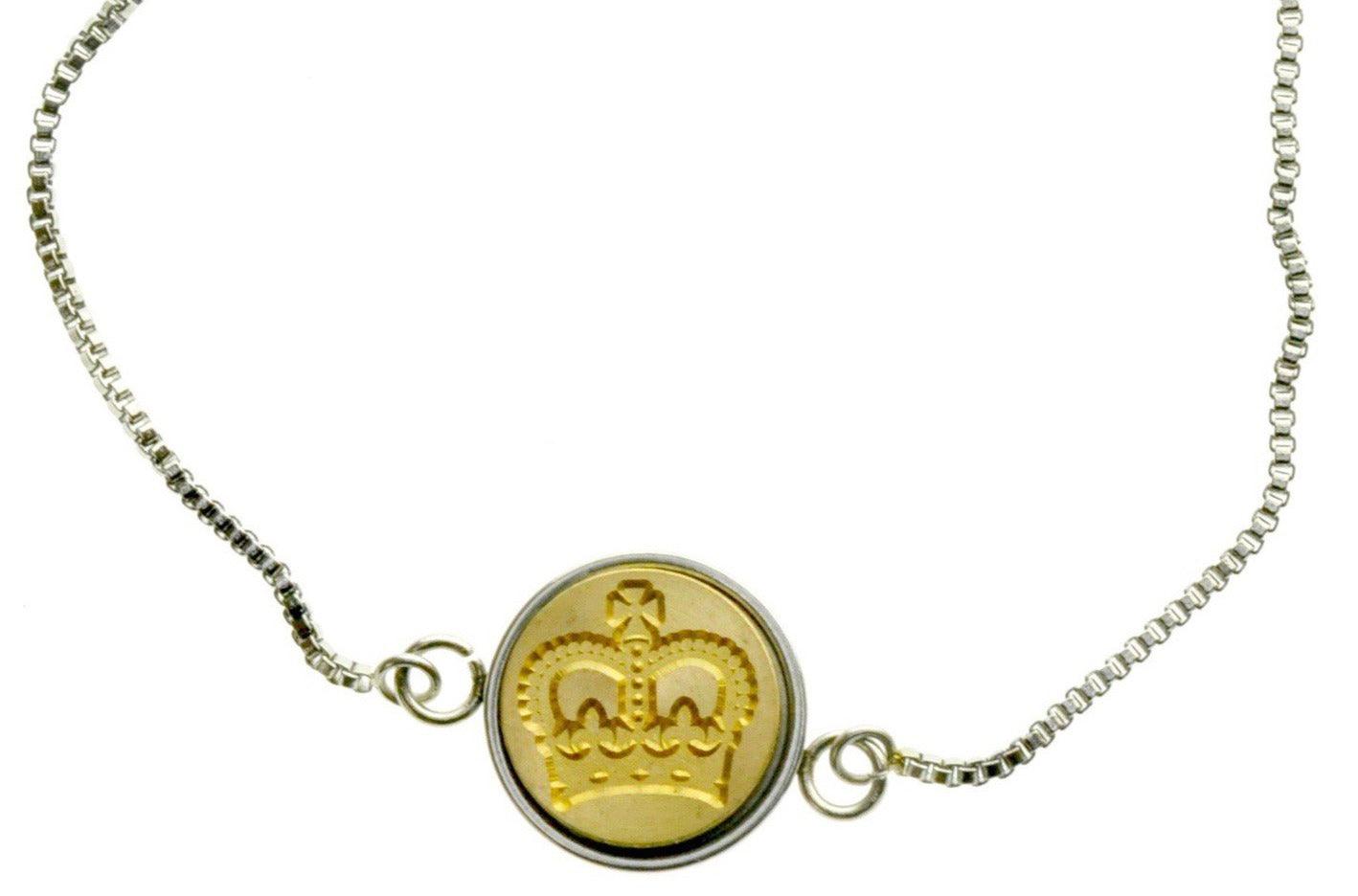 Royal Crown Signet Bracelet - Backtozero B20 - 10mm, 12mm, adjustable, bracelet, brass, crown, minimal, signet, signet bracelet, stainless steel