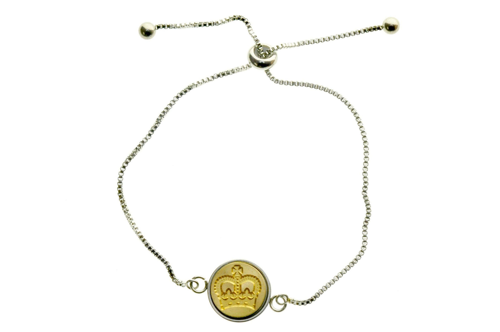 Royal Crown Signet Bracelet - Backtozero B20 - 10mm, 12mm, adjustable, bracelet, brass, crown, minimal, signet, signet bracelet, stainless steel