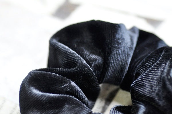 Message Enamel Wax Seal Charm Scrunchie | Velvet Black | Lily of the Valley
