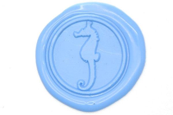 Seahorse Wax Seal Stamp - Backtozero B20 - genericlonghandle, marine animal, Nautical, Pastel Blue, seahorse