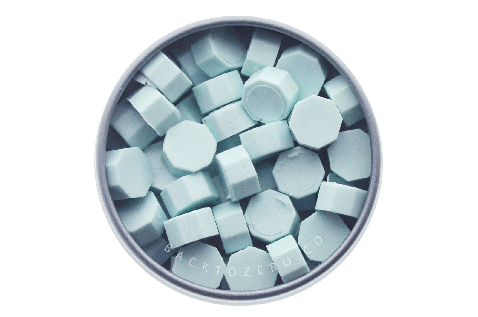 Sea Mist Octagon Sealing Wax Beads - Backtozero B20 - blue, octagon bead, pastel, pastel blue, sealing wax, tin, Wax Beads