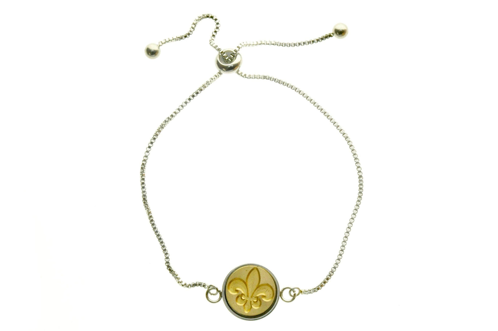 Fleur De Lis Signet Bracelet - Backtozero B20 - 10mm, 12mm, adjustable, bracelet, brass, fleur, Fleur de Lis, minimal, signet, signet bracelet, stainless steel