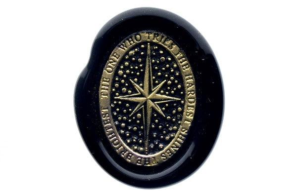 Starry Message Wax Seal Stamp | Star | Shine - Backtozero B20 - 8 pointed star, birght, black, dot, dots, eight pointed star, gold, gold dust, gold powder, Good things take time, message, newarrivals, Octagram, oval, shine, Signature, signaturehandle, star, starry, Stars
