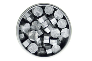 Silver Octagon Sealing Wax Beads - Backtozero B20 - metallic, octagon bead, sealing wax, silver, tin, Wax Beads