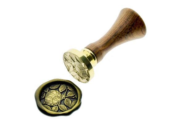 Snail & Leaves Wax Seal Stamp - Backtozero B20 - black, botanic, Botanical, gold metallic powder, insect, leaf, leaves, metallic powder, newarrivals, Signature, signaturehandle, snail, spring