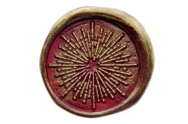 Starburst Wax Seal Stamp | C - Backtozero B20 - background, dark red, deep red, gold dust, gold powder, retro, Signature, signaturehandle, starburst, texture
