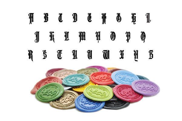 Gothic Double Initials Wax Seal Stamp - Backtozero B20 - 2 initials, 2initials, Black, Double Initials, genericlonghandle, gothic, Monogram, oval, Personalized, Two initials, Wedding