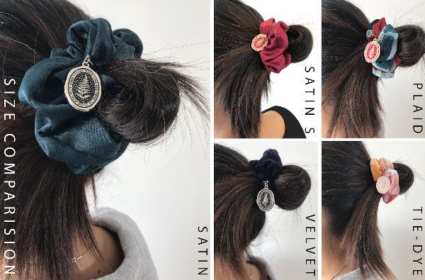 Message Enamel Wax Seal Charm Scrunchie | Velvet Light Blue | Lily of the Valley