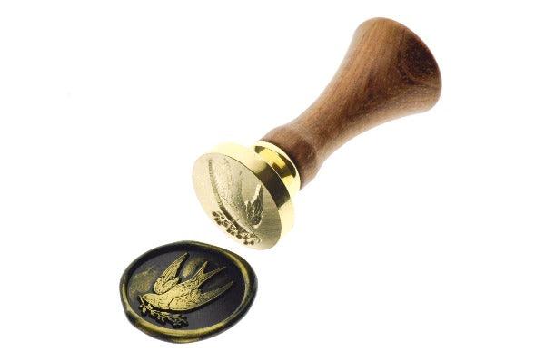 Swallow with Twig Wax Seal Stamp - Backtozero B20 - Bird, black, botanic, Botanical, gold metallic powder, Leaf, Leafs, Leaves, metallic powder, newarrivals, Signature, signaturehandle, spring, swallow
