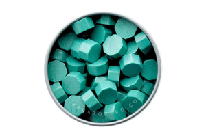 Teal Octagon Sealing Wax Beads - Backtozero B20 - green, octagon bead, sealing wax, teal, tin, Wax Beads