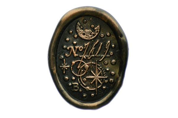 Moon Texture Wax Seal Stamp | No7619 - Backtozero B20 - 196Hkg, 19sos, copper dust, copper powder, dot, dots, moon, newarrivals, number, oval, Signature, signaturehandle, Stars, texture