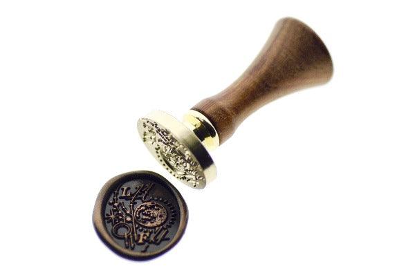 Moon Texture Wax Seal Stamp | L77 F71 - Backtozero B20 - copper dust, copper powder, dot, dots, F71, L77, moon, newarrivals, number, oval, Signature, signaturehandle, Stars, texture