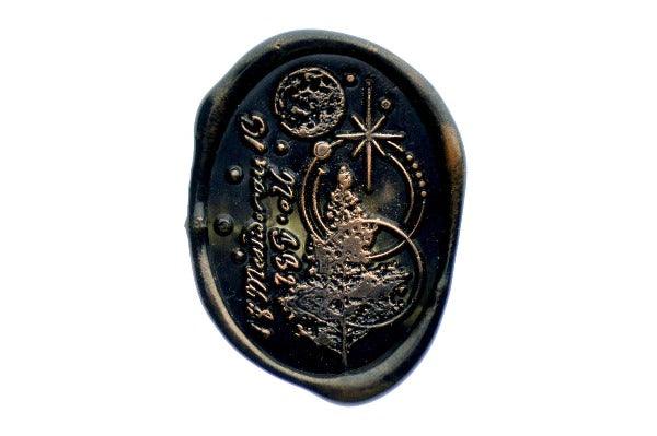 Nature Texture Wax Seal Stamp | No332 - Backtozero B20 - copper dust, copper powder, dot, dots, moon, newarrivals, number, oval, Signature, signaturehandle, star, Stars, texture, Tree