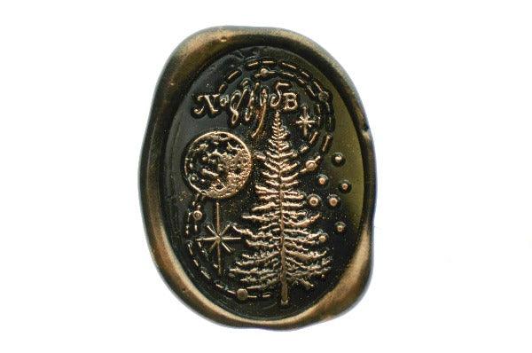 Nature Texture Wax Seal Stamp | No8695B - Backtozero B20 - copper dust, copper powder, dot, dots, moon, newarrivals, number, oval, Signature, signaturehandle, star, Stars, texture, Tree
