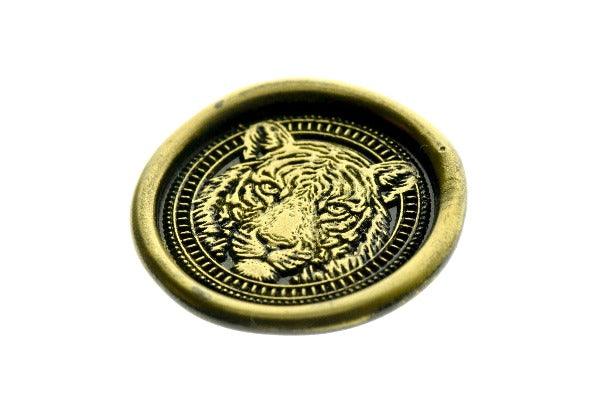 Indian Bengal Tiger Wax Seal Stamp | Available in 5 Sizes - Backtozero B20 - Animal, Animal Lover, gold dust, gold powder, Signature, signaturehandle, tiger