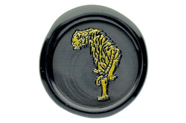 Tiger Wax Seal Stamp - Backtozero B20 - Animal, Black, genericlonghandle, tiger