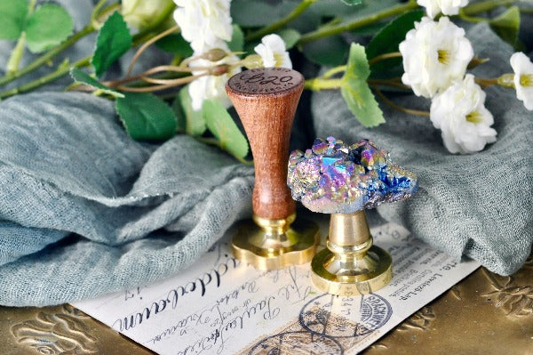 OOAK Titanium Druzy Wax Seal Handle - Backtozero B20 - crystal, druzy, handle, quartz