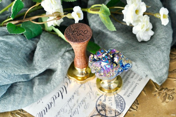 OOAK Titanium Druzy Wax Seal Handle - Backtozero B20 - crystal, druzy, handle, quartz