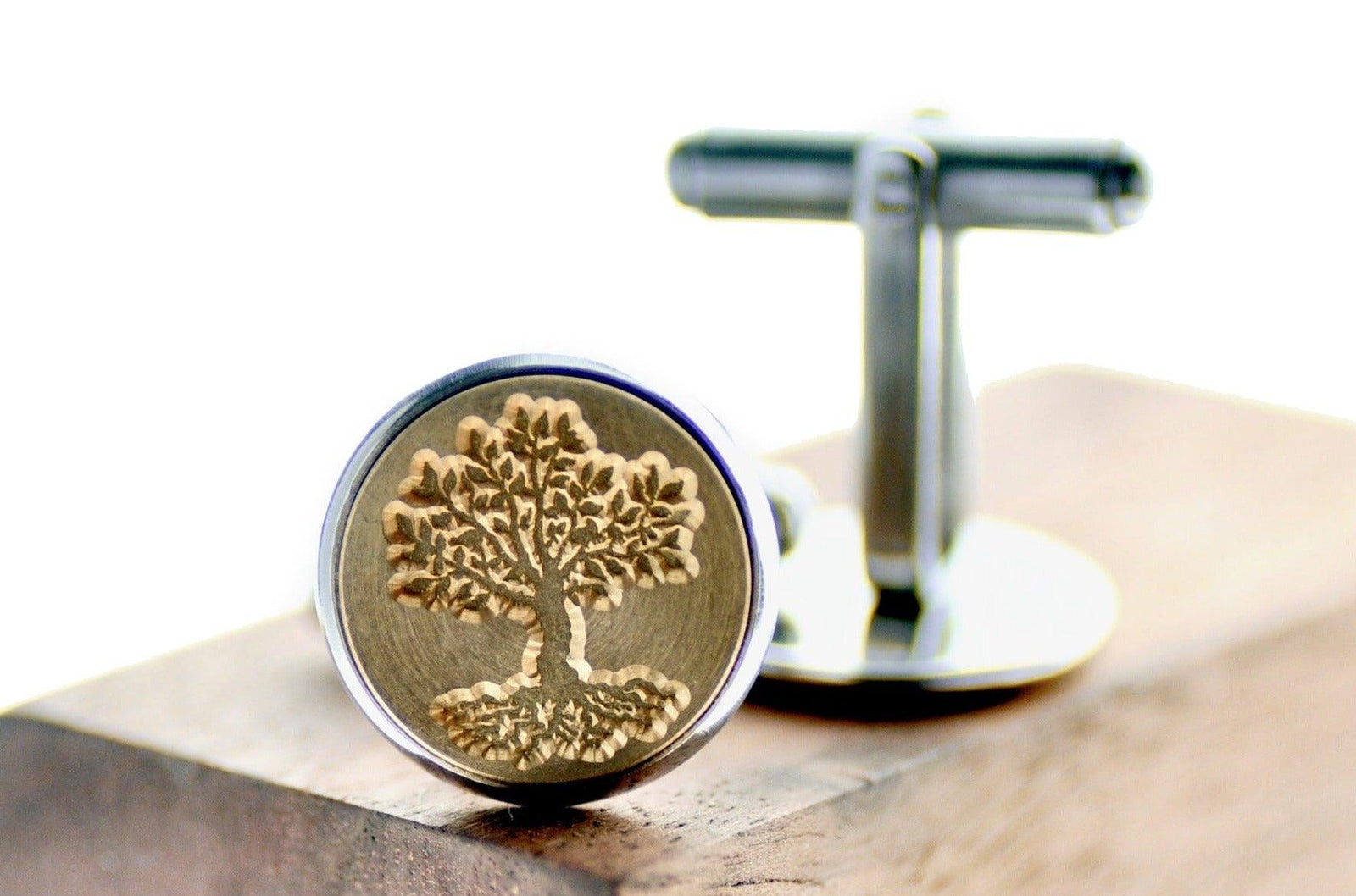 Tree of Life Signet Cufflinks - Backtozero B20 - 14mm, brass, cufflinks, him, signet, stainless steel