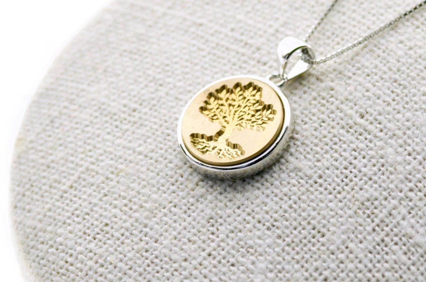 Tree of Life Minimal Signet Necklace - Backtozero B20 - botanic, Botanical, brass, minimal, minimalnecklace, necklace, Plant, plants, signet, signet necklace, silver, Tree