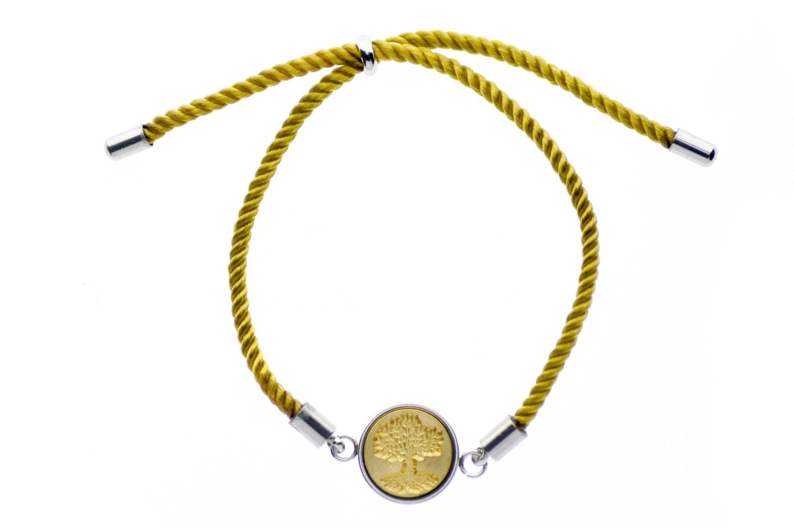 Tree of LIfe Signet Bracelet - Backtozero B20 - 10mm, 12mm, adjustable, bracelet, brass, cord, cord bracelet, minimal, Plant, signet, signet bracelet, stainless steel, Tree, tree of lfie, twist cord