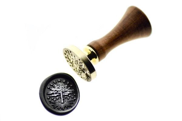 Tree & Moon Eclipse Wax Seal Stamp - Backtozero B20 - dot, dots, eclipse, moon, newarrivals, number, oval, Signature, silver dust, silver highlight, silver powder, star, starburst, Stars, texture, Tree
