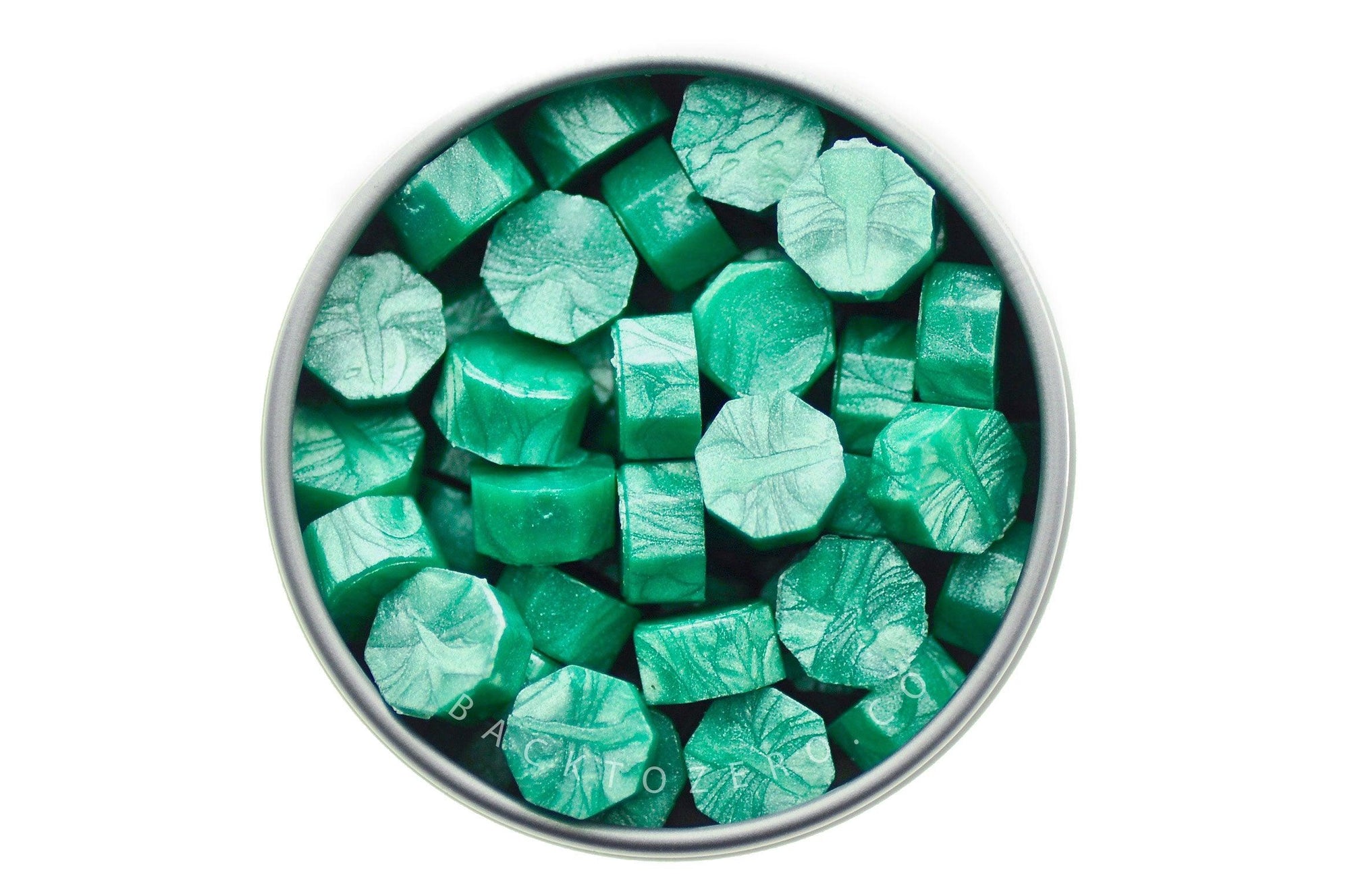 Turquoise Octagon Sealing Wax Beads - Backtozero B20 - green, metallic green, octagon bead, sealing wax, tin, turuqoise, Wax Beads