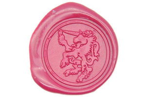 Unicorn Wax Seal Stamp - Backtozero B20 - genericlonghandle, Heraldic, Mythical Creatures, Rose Red, unicorn