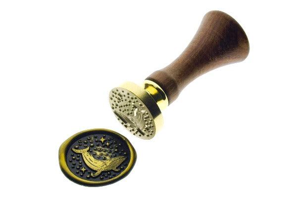 Stars & Dots Whale Wax Seal Stamp - Backtozero B20 - Animal, Animal Lover, Black, dots, gold powder, marine, marine animal, newarrivals, ocean, sea, Signature, signaturehandle, stars, whale