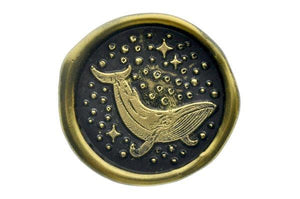 Stars & Dots Whale Wax Seal Stamp - Backtozero B20 - Animal, Animal Lover, Black, dots, gold powder, marine, marine animal, newarrivals, ocean, sea, Signature, signaturehandle, stars, whale