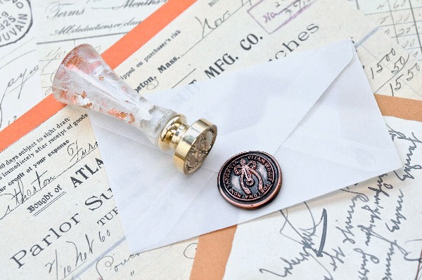 Wishbone Latin Motto Wax Seal Stamp | S - Backtozero B20 - antique, fortune, latin, latin motto, luck, Message, Retro, Signature, signaturehandle