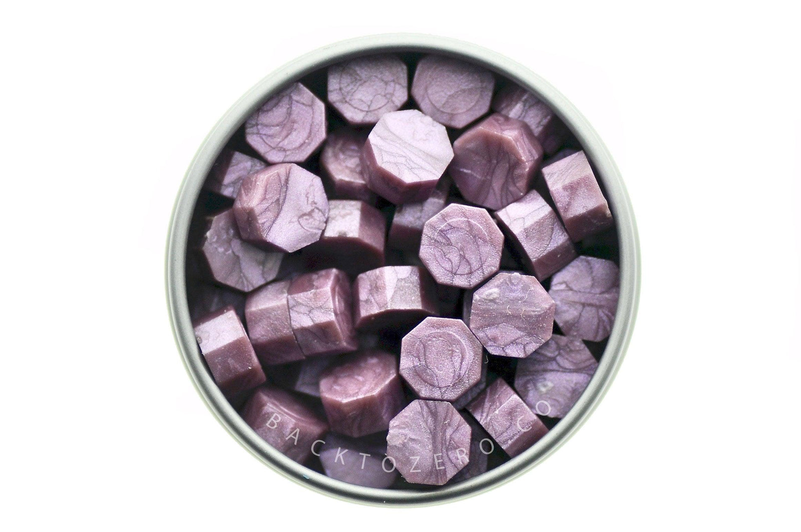 Wisteria Octagon Sealing Wax Beads - Backtozero B20 - octagon bead, purple, sealing wax, tin, Wax Beads, wisteria