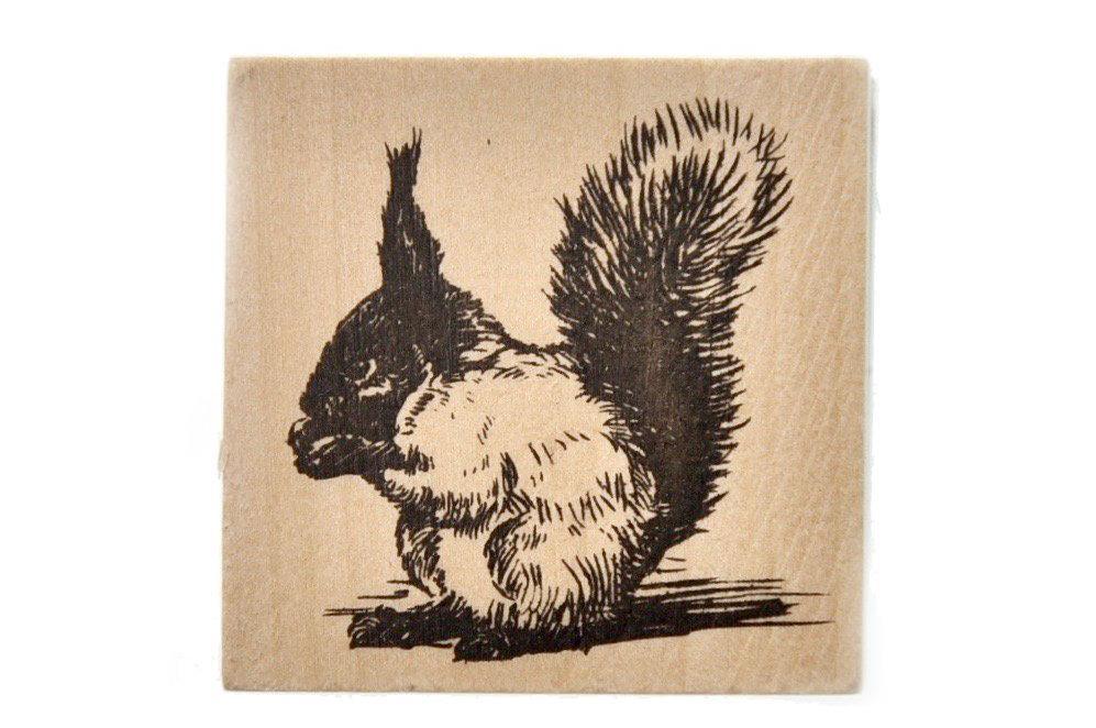 Woodland Rubber Stamp | Squirrel - Backtozero B20 - Bird, rubber stamp, swallow, Woodland