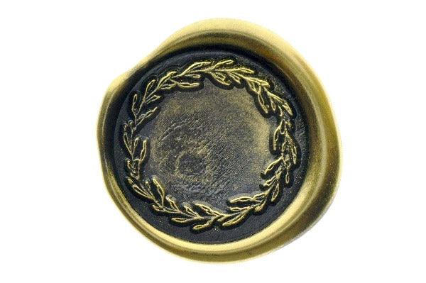 Leaf Wreath Wax Seal Stamp | A - Backtozero B20 - black, botanic, Botanical, gold dust, gold powder, Leaf, Leafs, Leaves, plant, Signature, signaturehandle, wreath