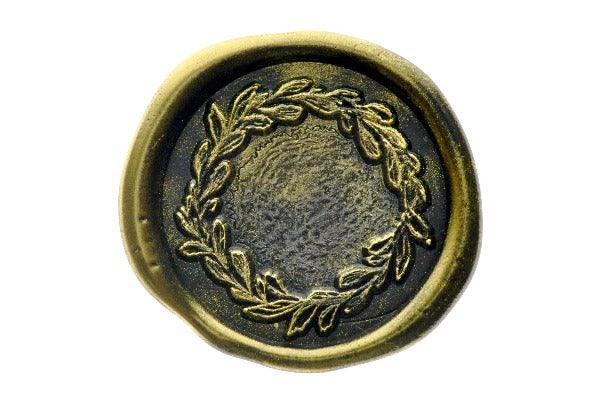 Leaf Wreath Wax Seal Stamp | B - Backtozero B20 - black, botanic, Botanical, gold dust, gold powder, Leaf, Leafs, Leaves, plant, Signature, signaturehandle, wreath