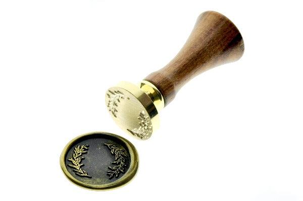Leaf Wreath Wax Seal Stamp | C - Backtozero B20 - black, botanic, Botanical, gold dust, gold powder, Leaf, Leafs, Leaves, plant, Signature, signaturehandle, wreath