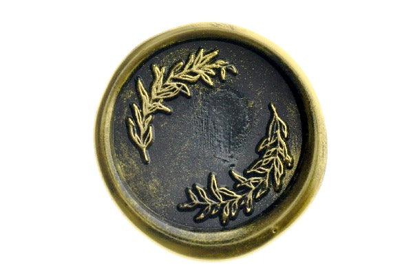 Leaf Wreath Wax Seal Stamp | C - Backtozero B20 - black, botanic, Botanical, gold dust, gold powder, Leaf, Leafs, Leaves, plant, Signature, signaturehandle, wreath