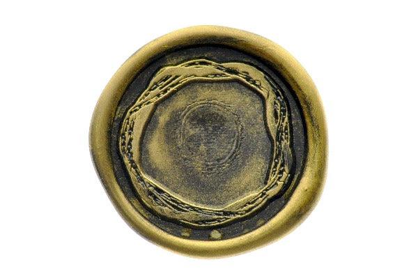 Vine Wreath Wax Seal Stamp - Backtozero B20 - black, botanic, Botanical, gold dust, gold powder, Leaves, plant, Signature, signaturehandle, vine, wreath