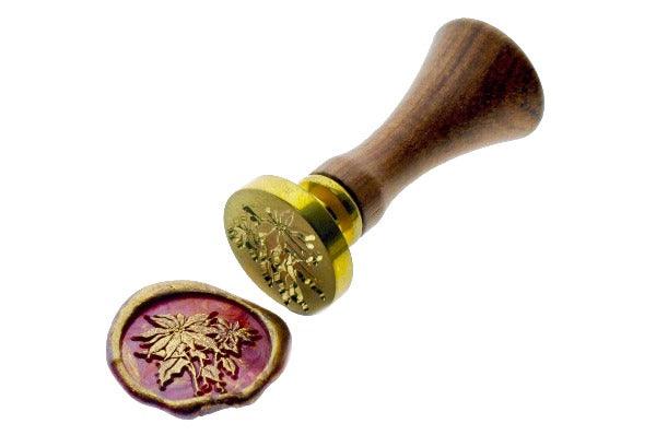 Christmas Flower Poinsettia Wax Seal Stamp - Backtozero B20 - Botanical, Deep Red, floral, Flower, flowers, Holidays, Metallic Green, Nature, Plant, poinsettia, signaturehandle, Winter, xmas